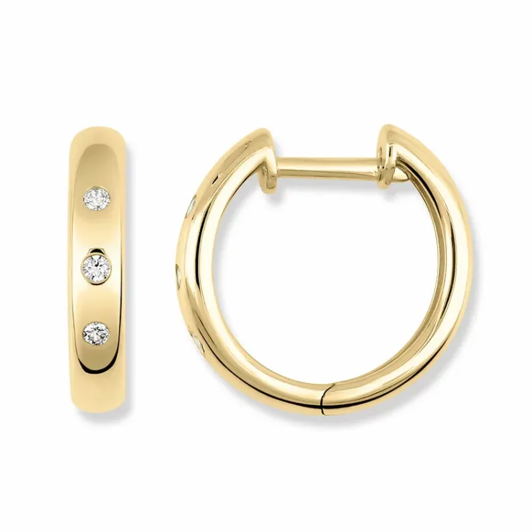14 mm creoler i 9 karat guld med zirkon - Gold Collection