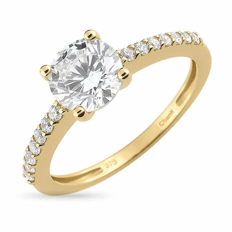 hvid zirkon ring i 9 karat guld - Gold Collection