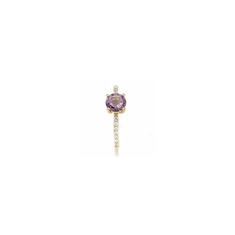 rund ametyst ring i 9 karat guld
