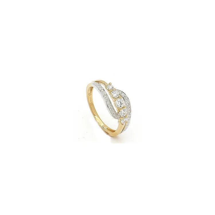 hvid zirkon ring i 9 karat guld med 9 karat hvidguld