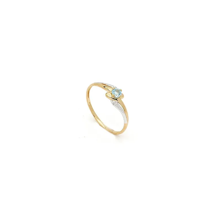 Smal abstrakt topas ring i 9 karat guld med 9 karat hvidguld