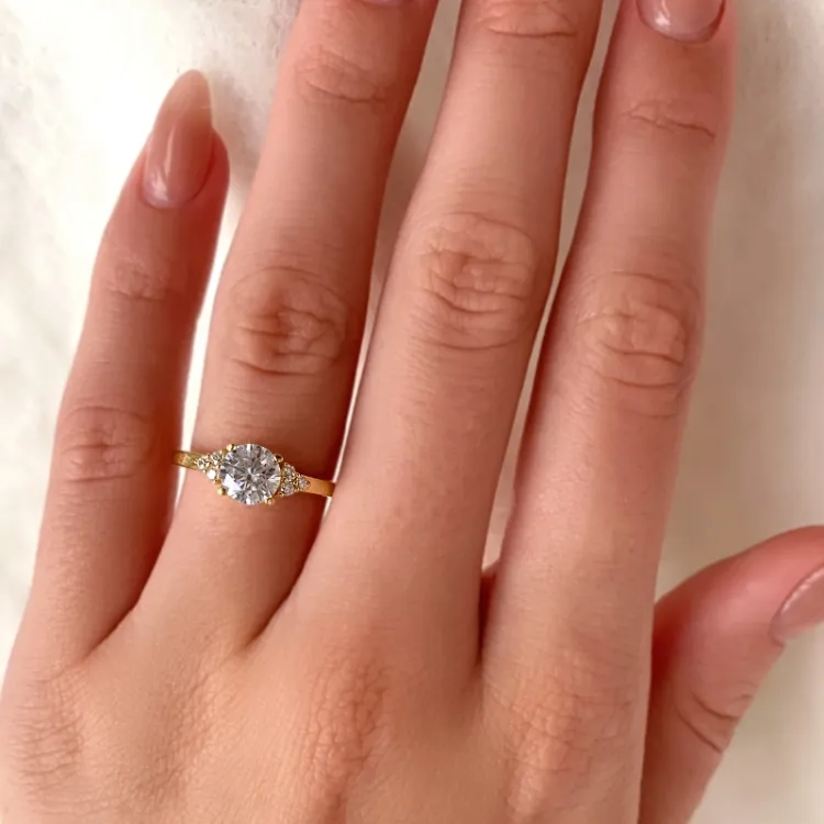 hvid zirkon ring i 9 karat guld - Gold Collection