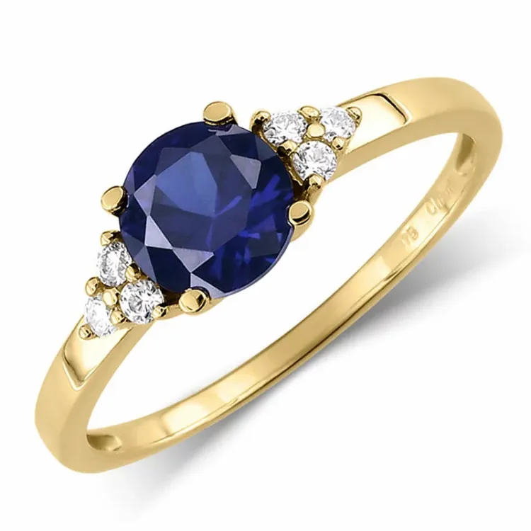blå syntetisk safir ring i 9 karat guld - Gold Collection