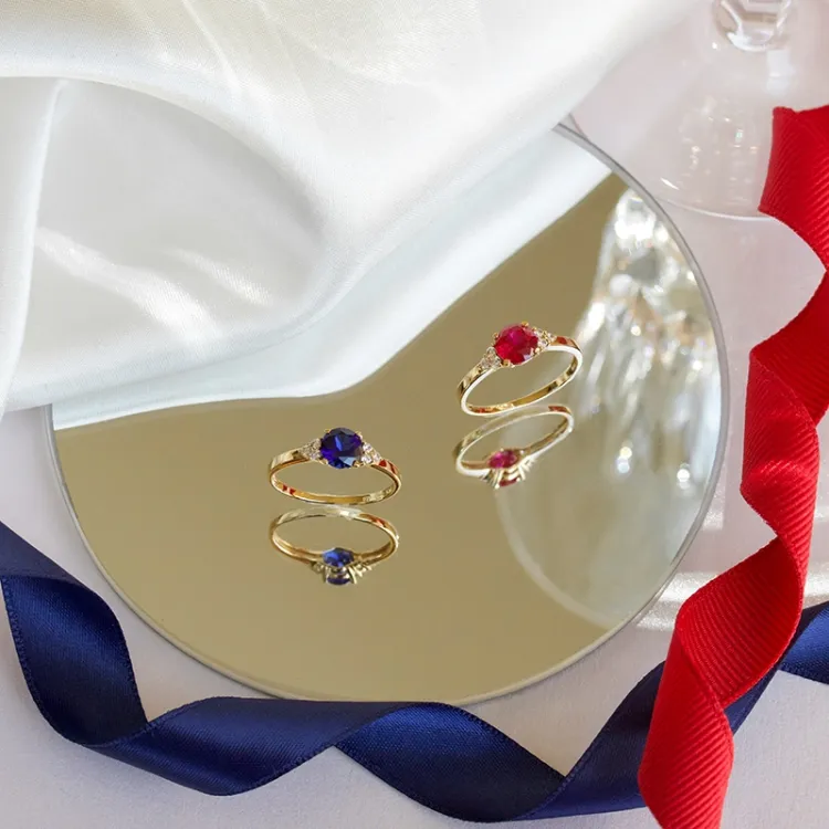 blå syntetisk safir ring i 9 karat guld - Gold Collection