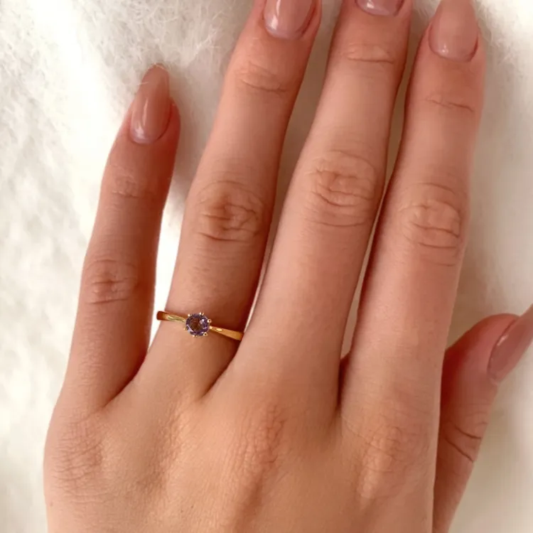 ametyst solitairering i 9 karat guld - Gold Collection