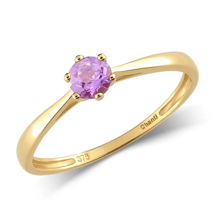 ametyst solitairering i 9 karat guld - Gold Collection