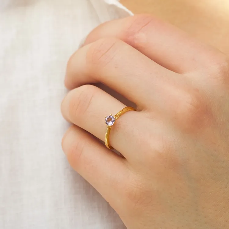 ametyst solitairering i 9 karat guld - Gold Collection