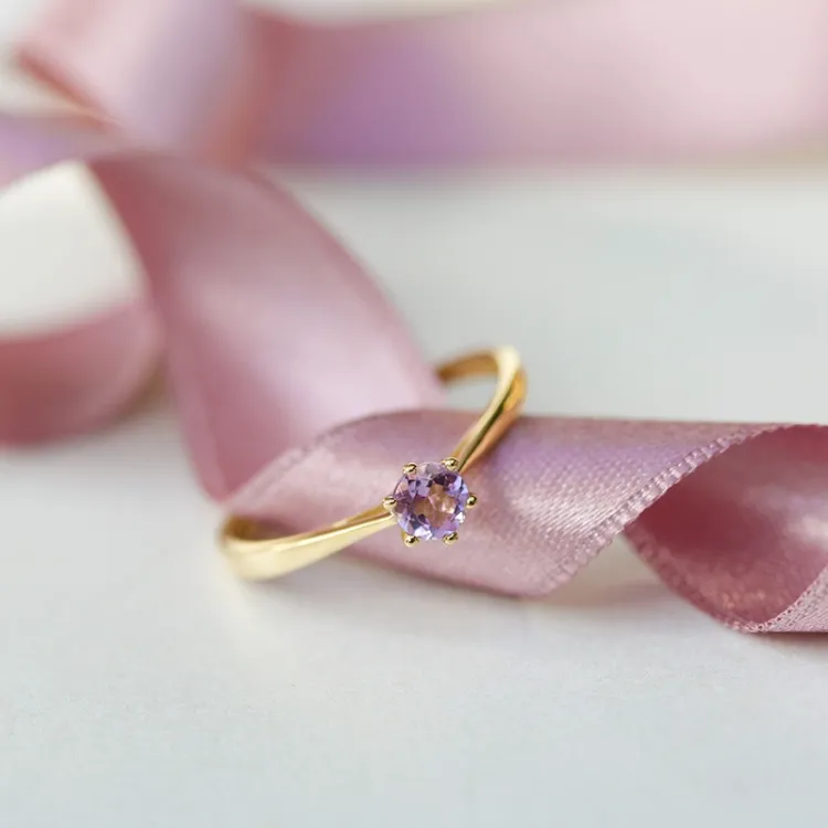 ametyst solitairering i 9 karat guld - Gold Collection