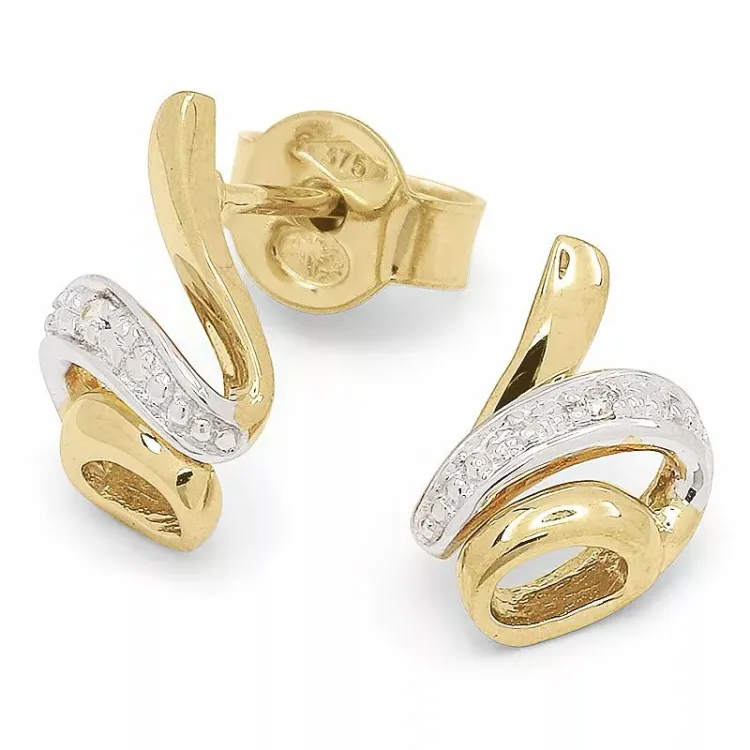 Yndige zirkon guldøreringe i 9 karat guld med rhodium med zirkoner