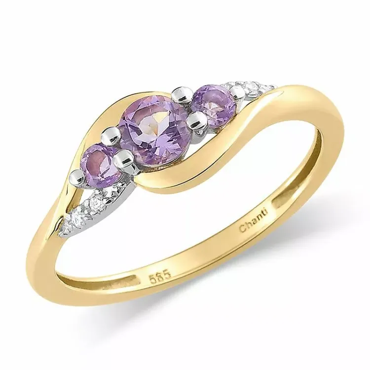 lilla ametyst ring i 9 karat guld med rhodium