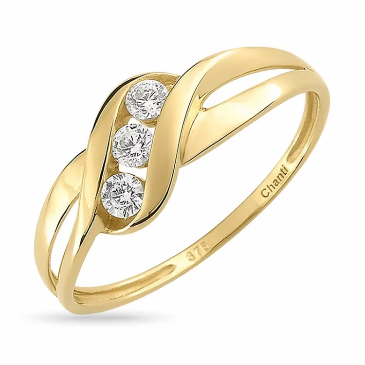blank zirkon guldring i 9 karat guld - Gold Collection