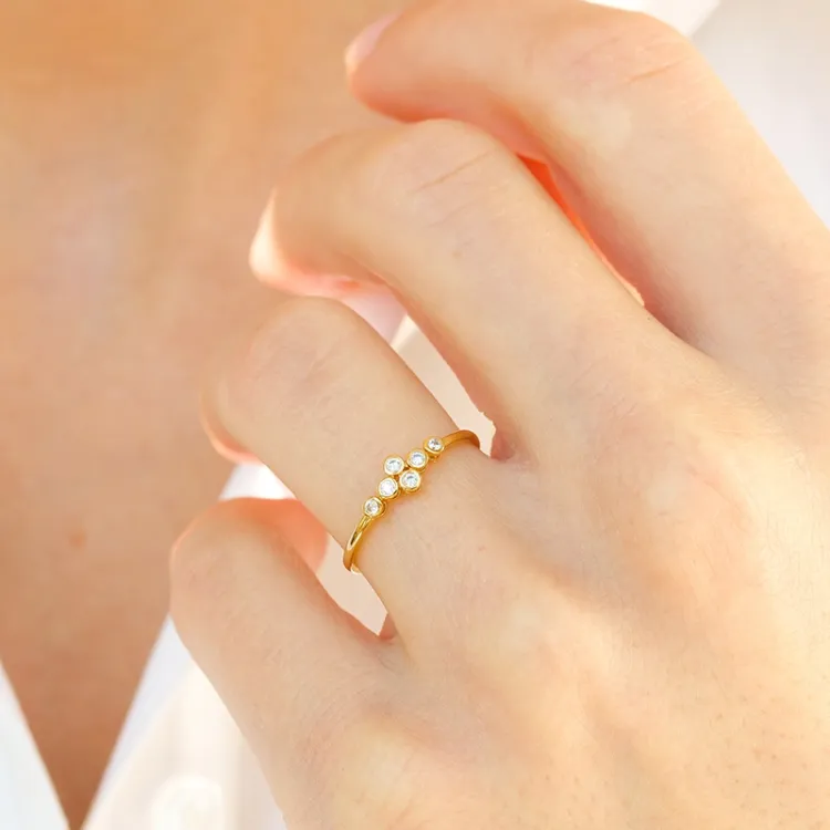 hvid zirkon guldring i 9 karat guld - Gold Collection