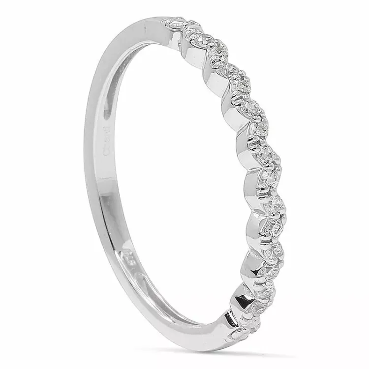 Enkel smal zirkon ring i 9 karat hvidguld
