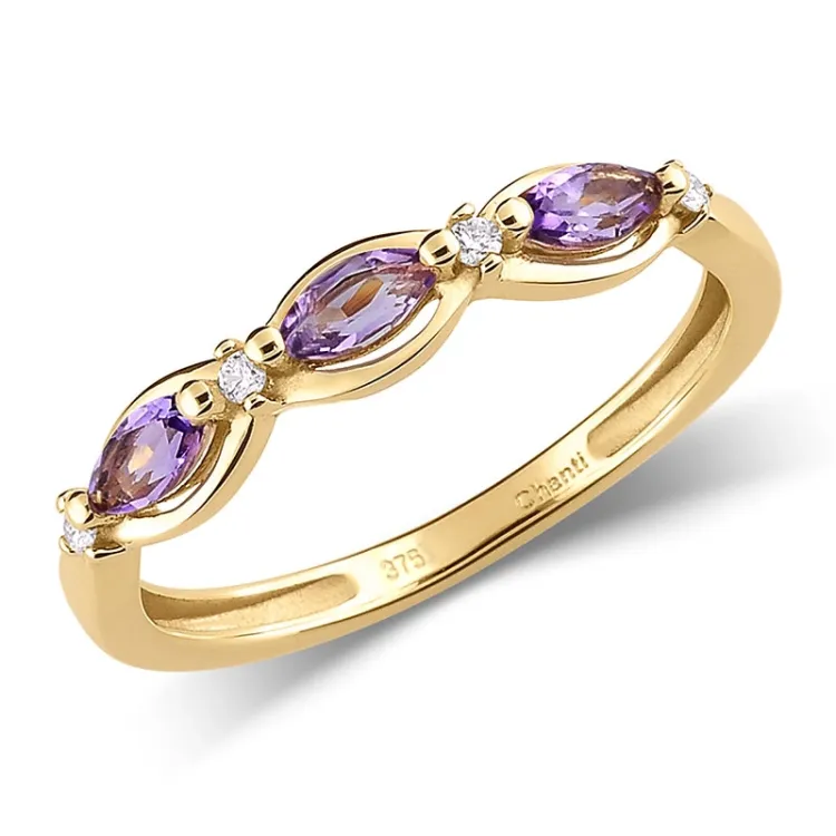 Enkel ametyst ring i 9 karat guld