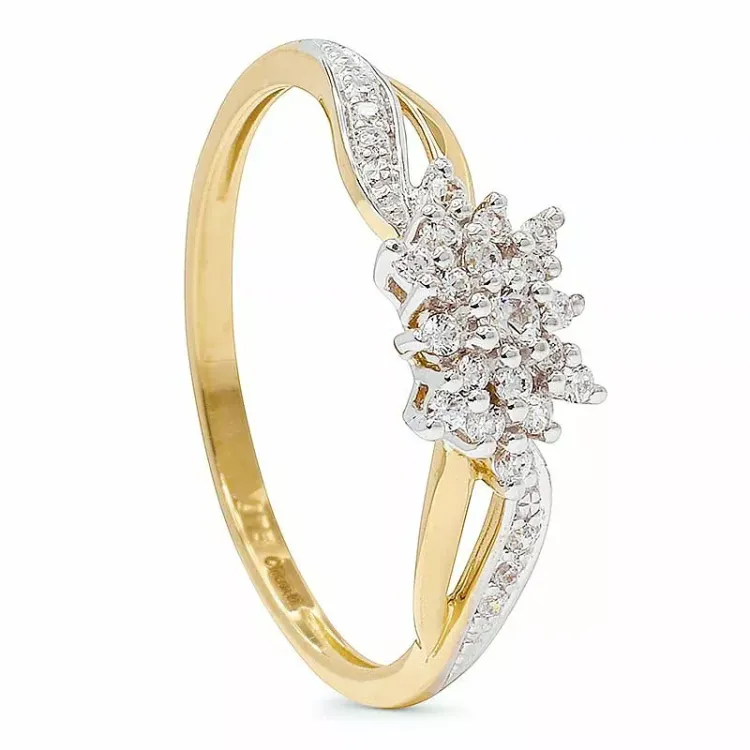 hvid zirkon ring i 9 karat guld med rhodium
