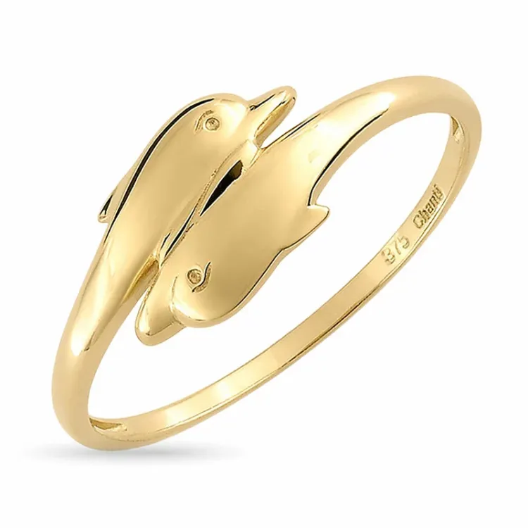 Enkel delfin guld ring i 9 karat guld