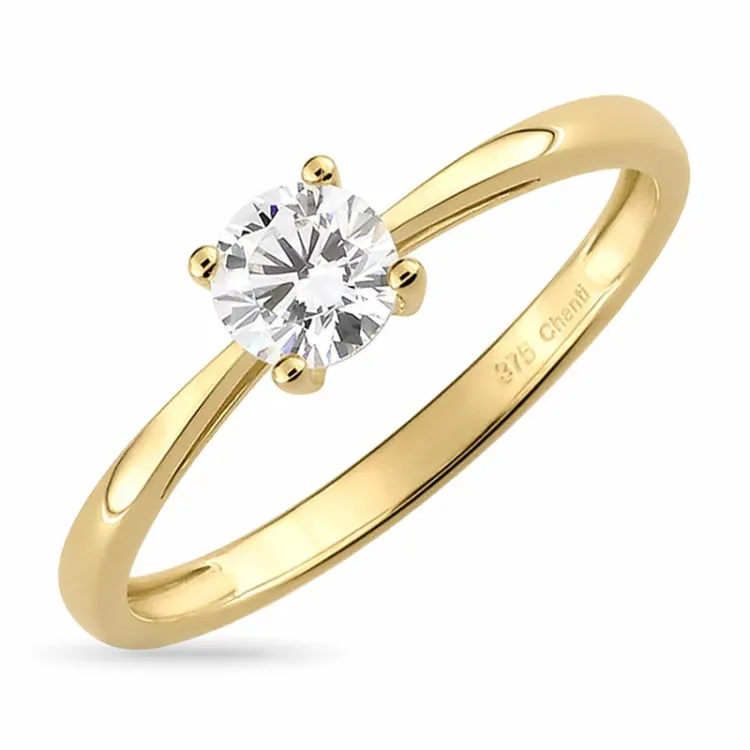 zirkon solitairering i 9 karat guld - Gold Collection