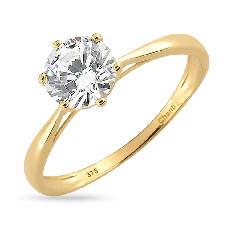 Guldringe: solitairering i 9 karat guld - Gold Collection
