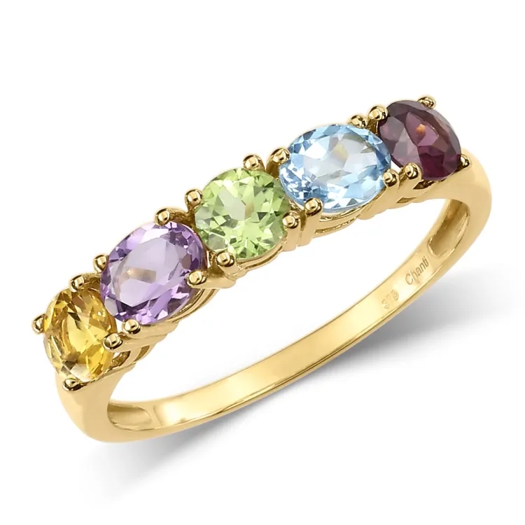 Guldringe: multifarvet ring i 8 karat guld - Gold Collection