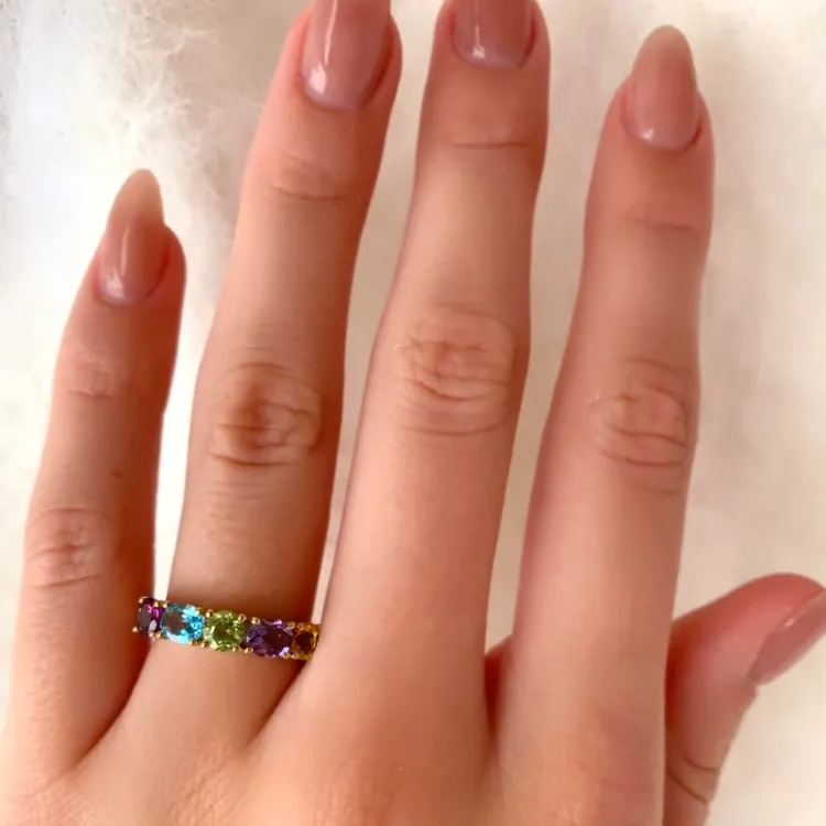 Guldringe: multifarvet ring i 8 karat guld - Gold Collection