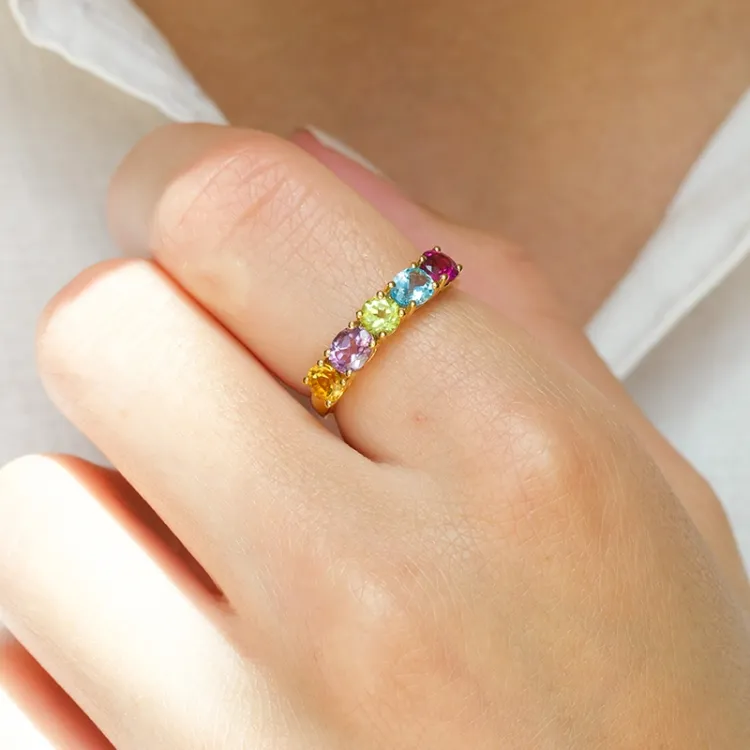 Guldringe: multifarvet ring i 8 karat guld - Gold Collection