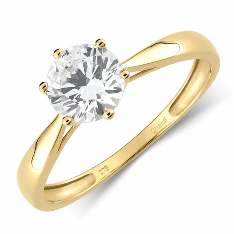 guldring solitairering i 9 karat guld - Gold Collection
