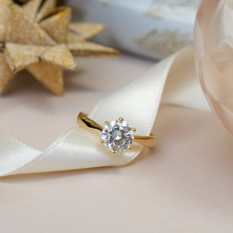 guldring solitairering i 9 karat guld - Gold Collection