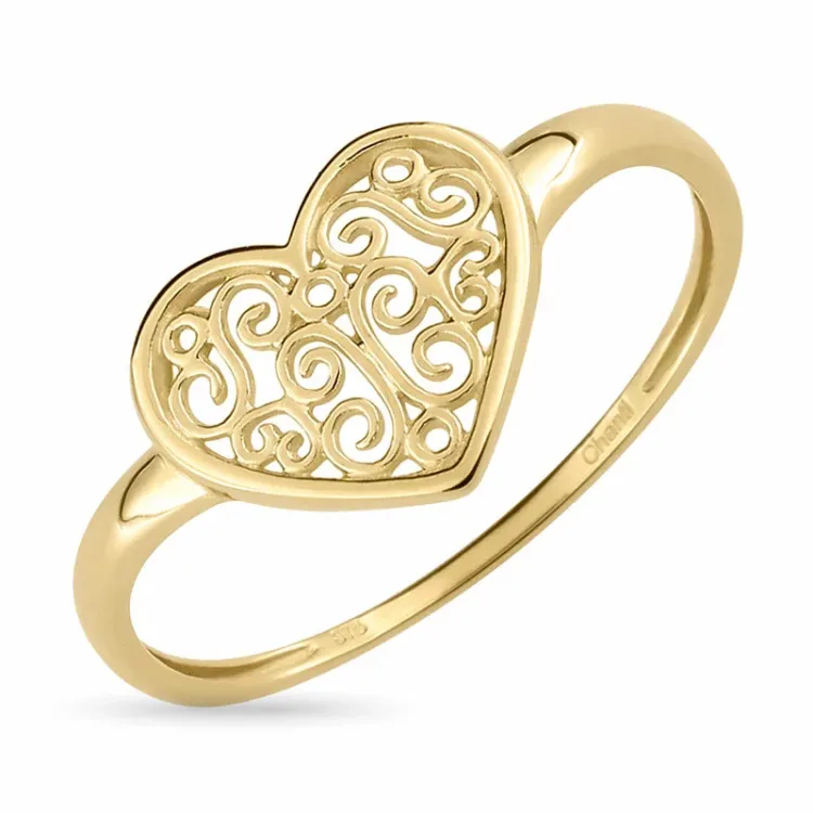 hjerte ring i 9 karat guld - Gold Collection