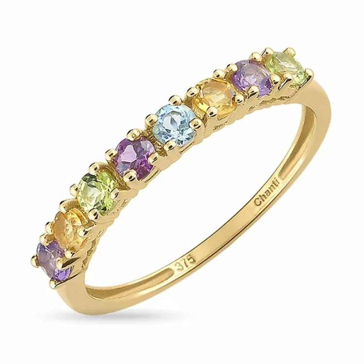 smal multifarvet ring i 8 karat guld - Gold Collection