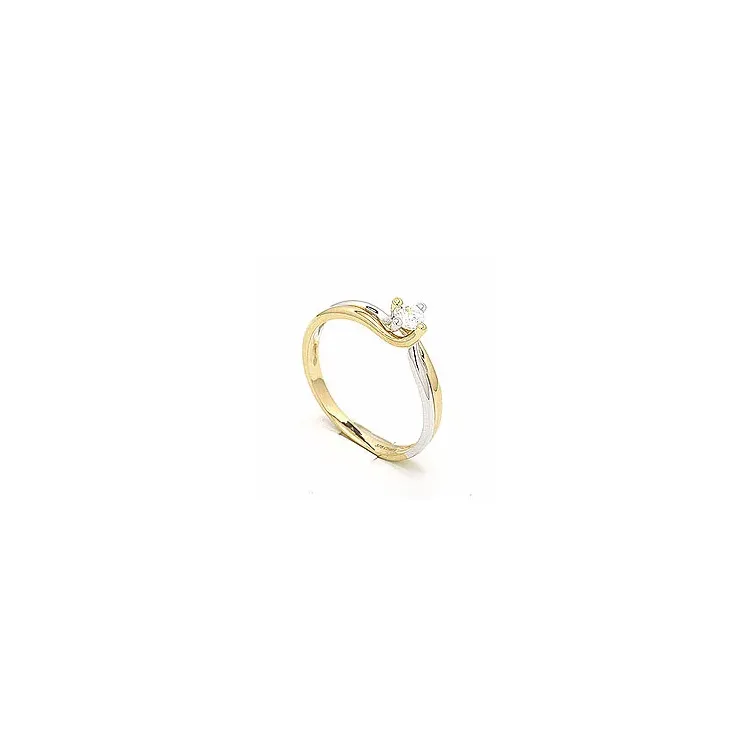 zirkon ring i 9 karat guld med 9 karat hvidguld