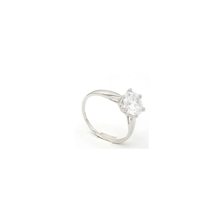 Stor zirkon solitairering i 8 karat hvidguld