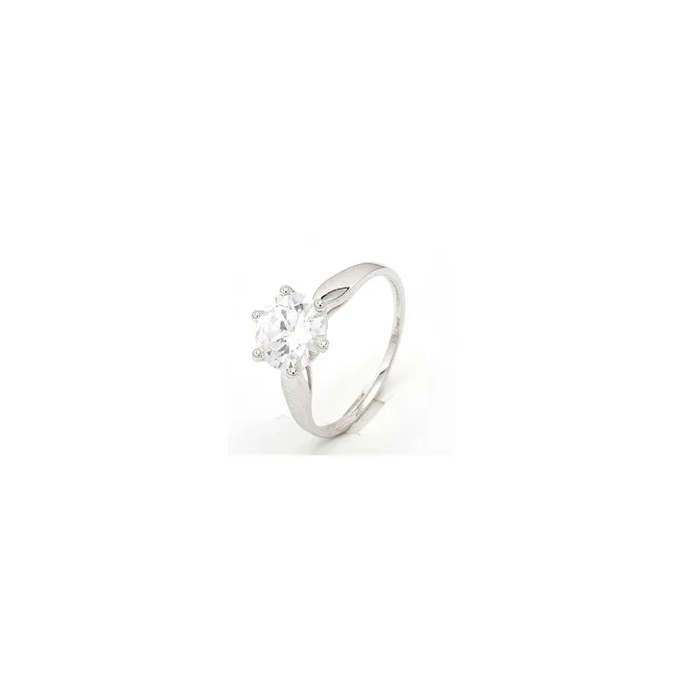 Stor zirkon solitairering i 8 karat hvidguld