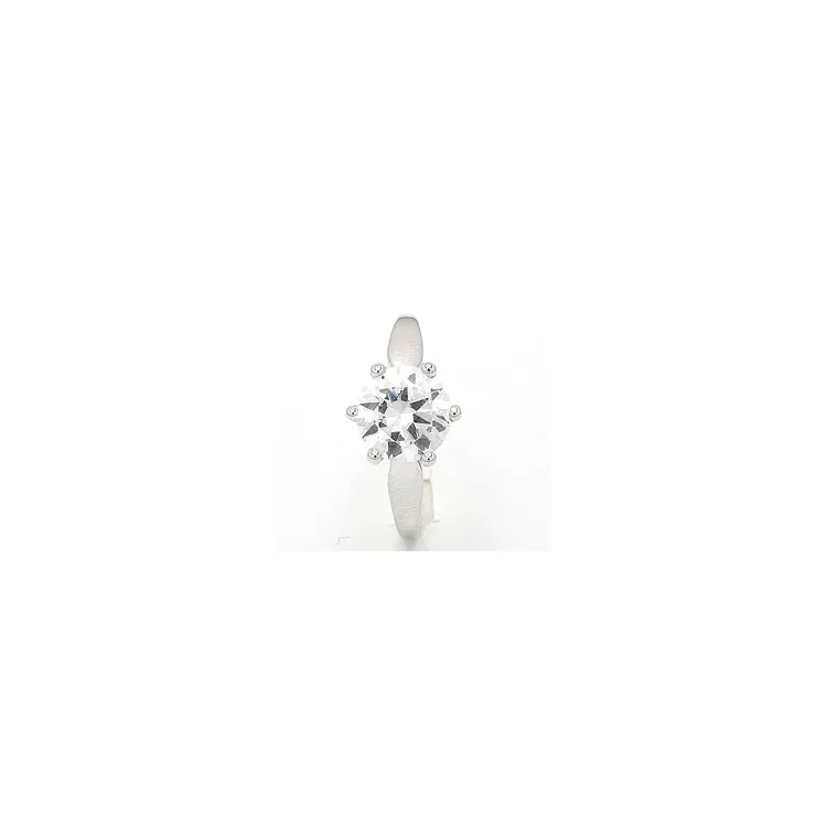 Stor zirkon solitairering i 8 karat hvidguld