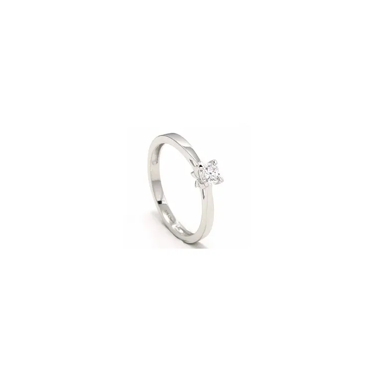 Hvid zirkon solitairering i 9 karat hvidguld