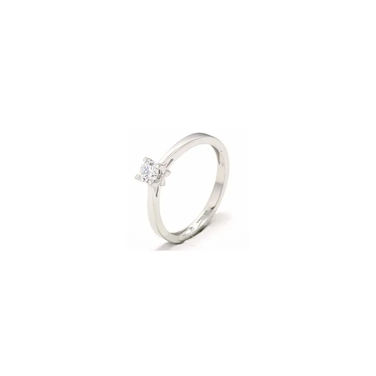 Hvid zirkon solitairering i 9 karat hvidguld
