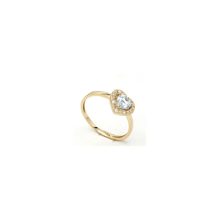 Smal hjerte topas ring i 9 karat guld