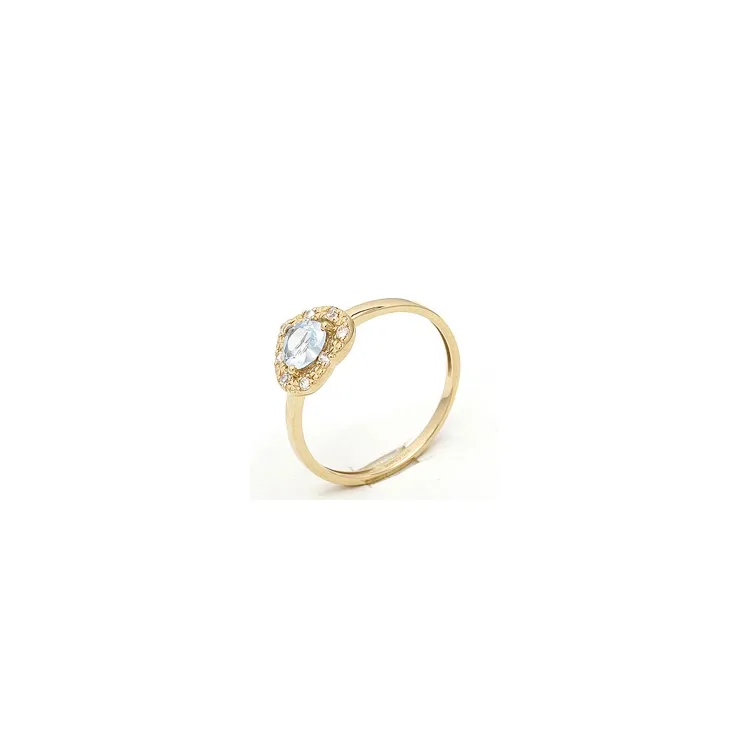 Smal hjerte topas ring i 9 karat guld