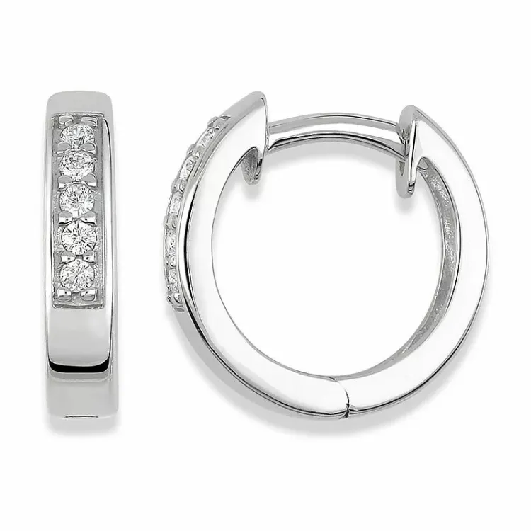 11 mm kreoler i 9 karat hvidguld med zirkoner