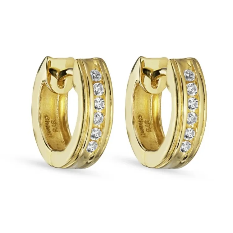 11 mm creoler i 9 karat guld med zirkon
