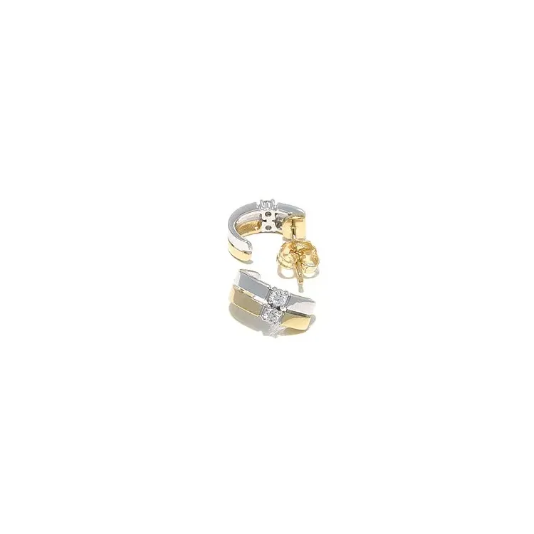 diamant halvcreoler i 14 karat guld og hvidguld med diamant 