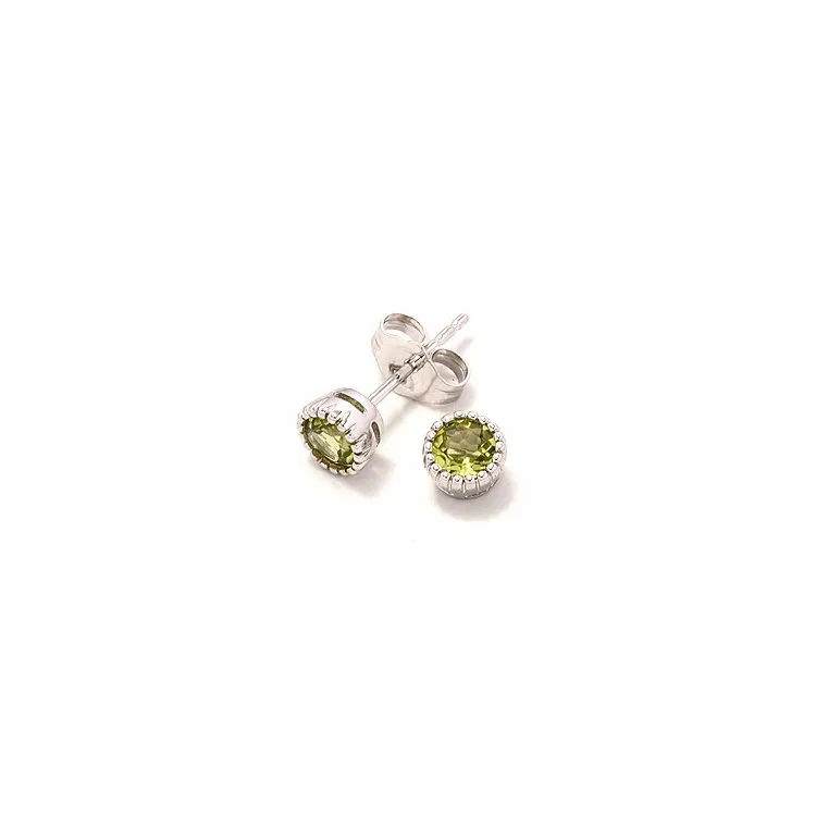Peridot ørestikker i 9 karat hvidguld med peridoter