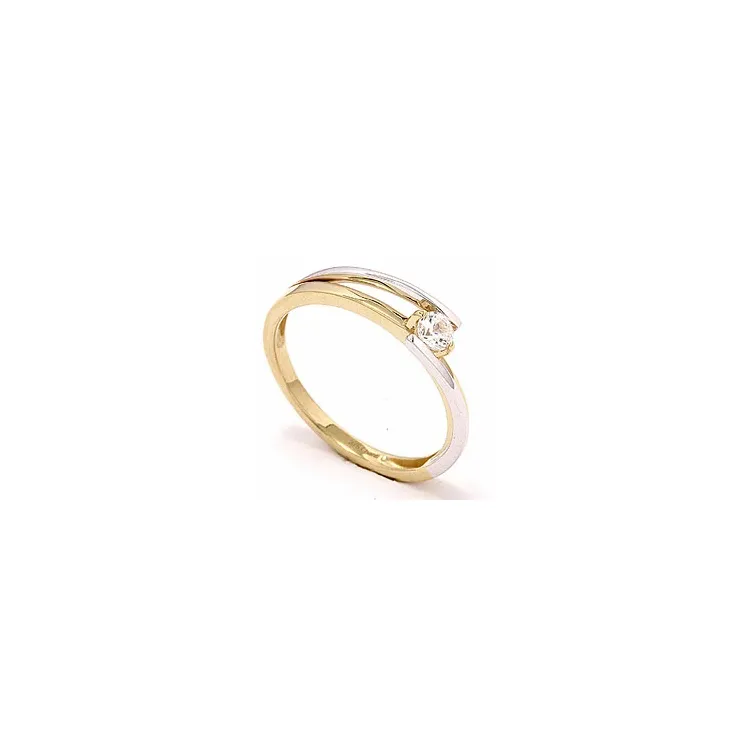 ægte ring i 9 karat guld og hvidguld