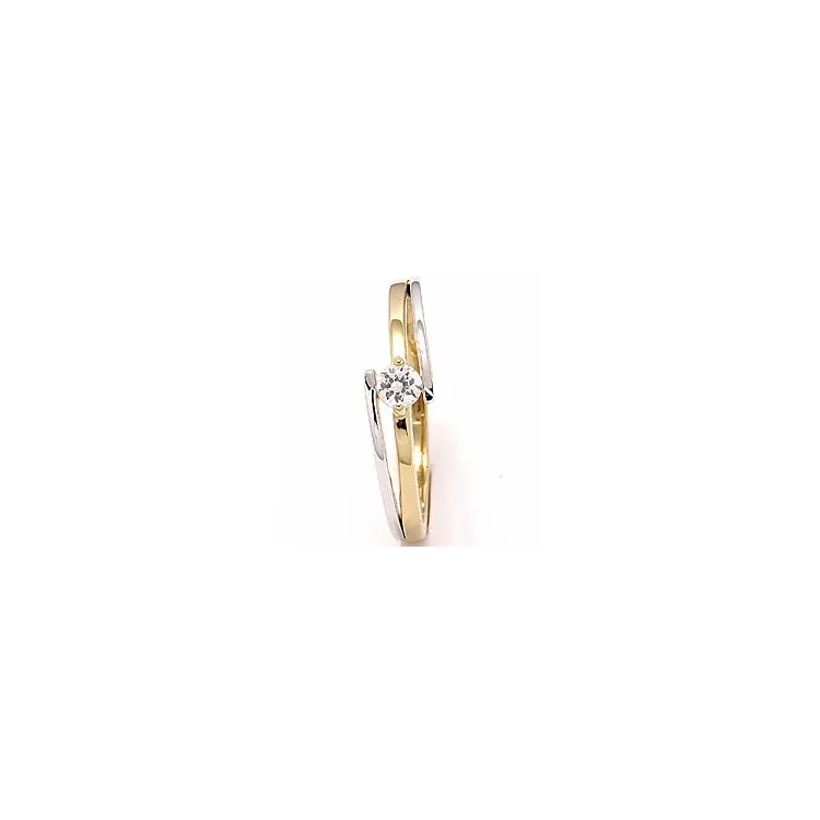 ægte ring i 9 karat guld og hvidguld