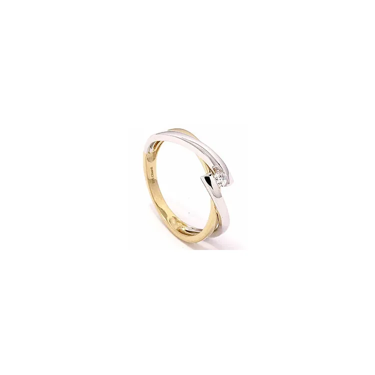 Zirkon ring i 8 karat guld med 8 karat hvidguld