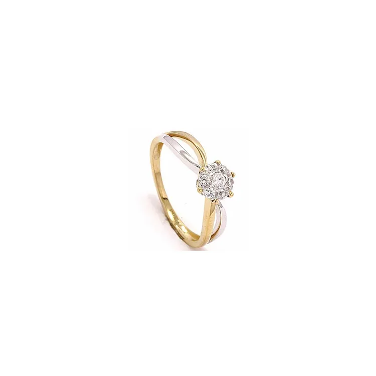 Guldring ring i 8 karat guld og hvidguld
