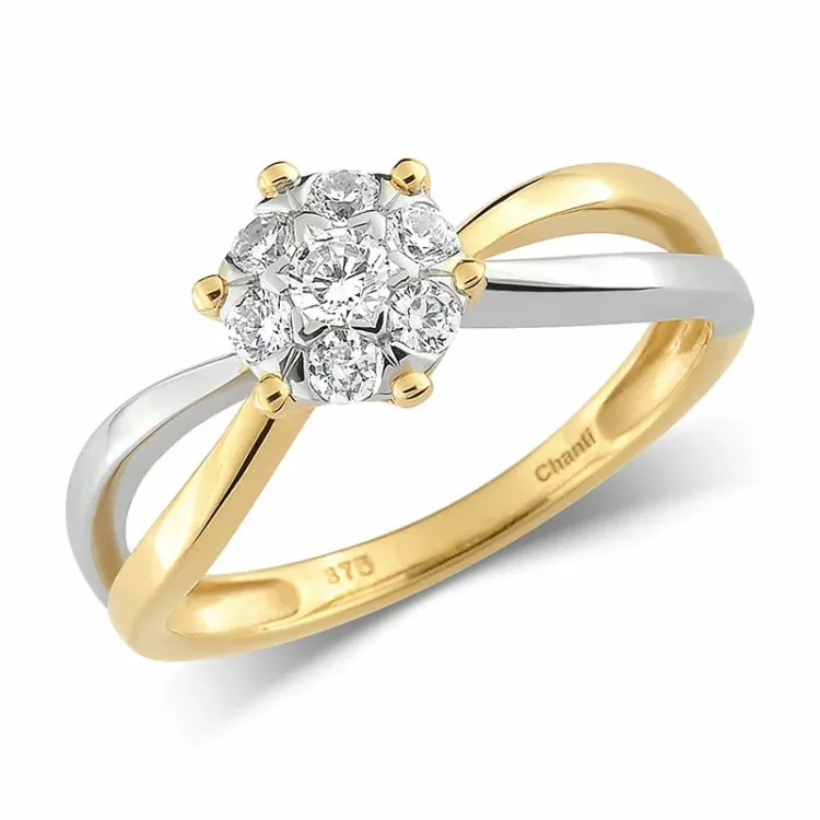 Kollektionsprøve ring i 8 karat guld og hvidguld