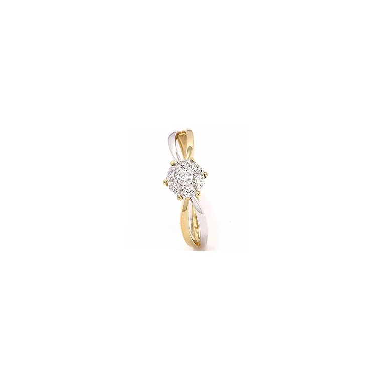 Guldring ring i 8 karat guld og hvidguld