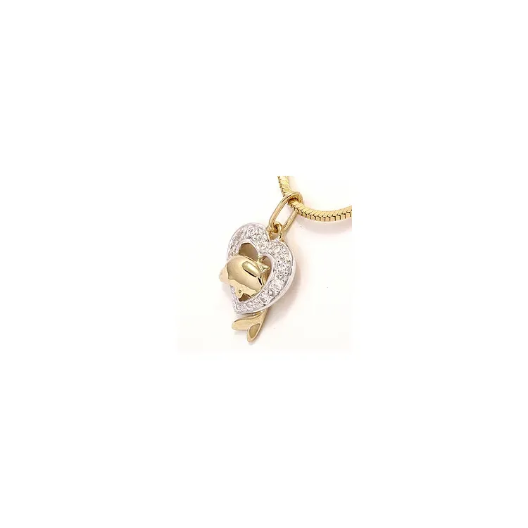 hjerte delfin vedhæng i 9 karat guld med rhodium