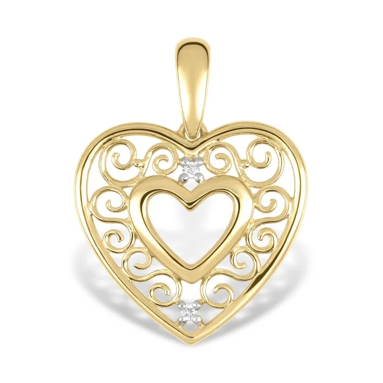 hjerte zirkon vedhæng i 8 karat guld med rhodium