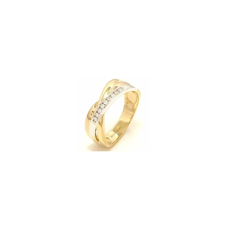 abstrakt diamant ring i 14 karat alm.- hvid- og rødguld 0,09 ct